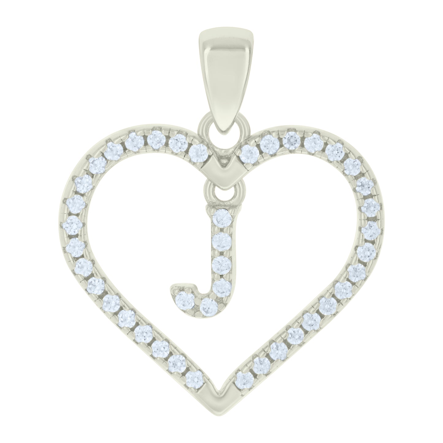 925 Sterling Silver Cz Pendant "J"