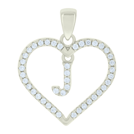 925 Sterling Silver Cz Pendant "J"