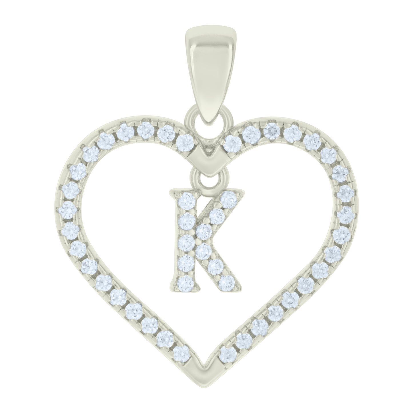 925 Sterling Silver Cz Pendant "K"