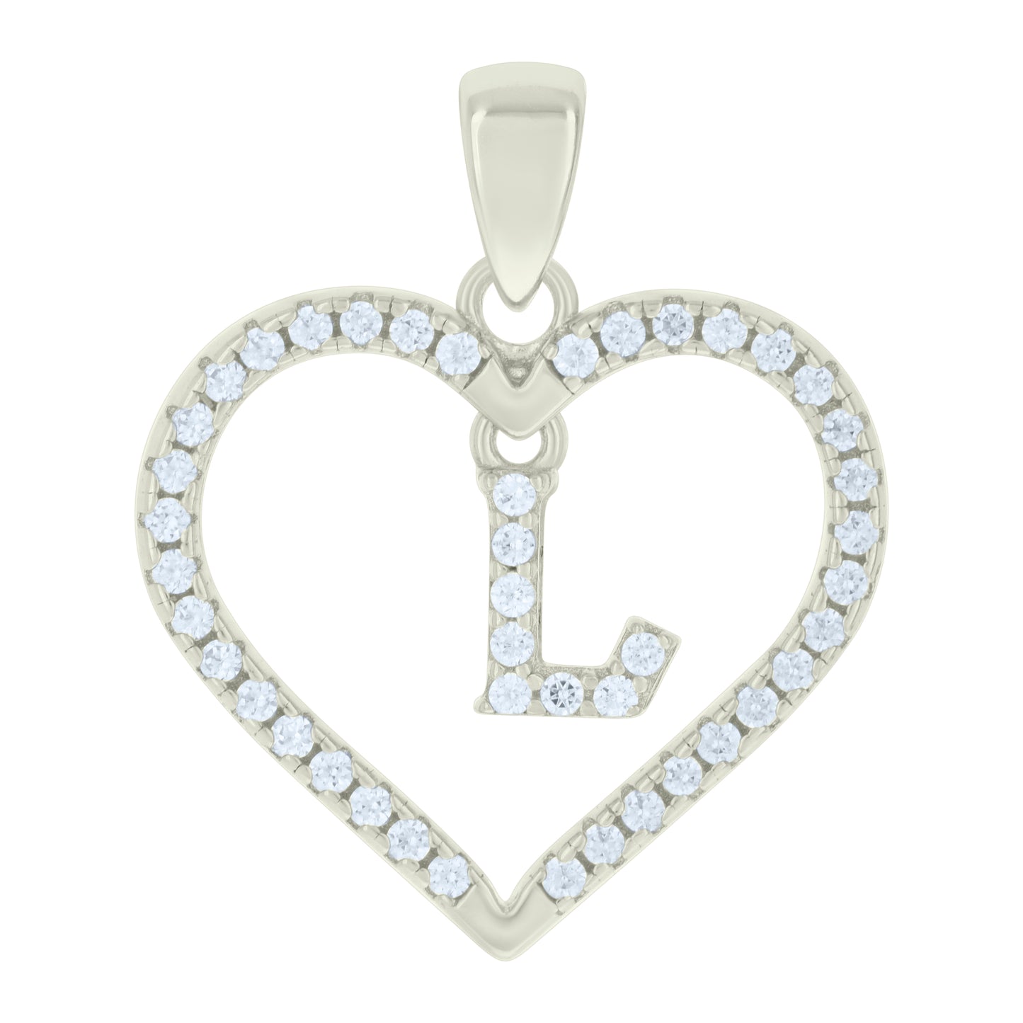 925 Sterling Silver Cz Pendant "L"