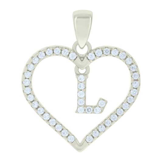 925 Sterling Silver Cz Pendant "L"