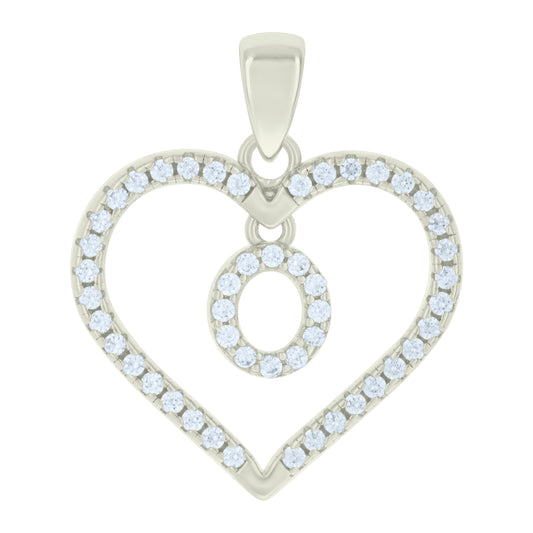 925 Sterling Silver Cz Pendant "O"