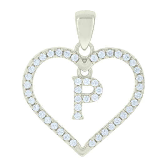925 Sterling Silver Cz Pendant "P"