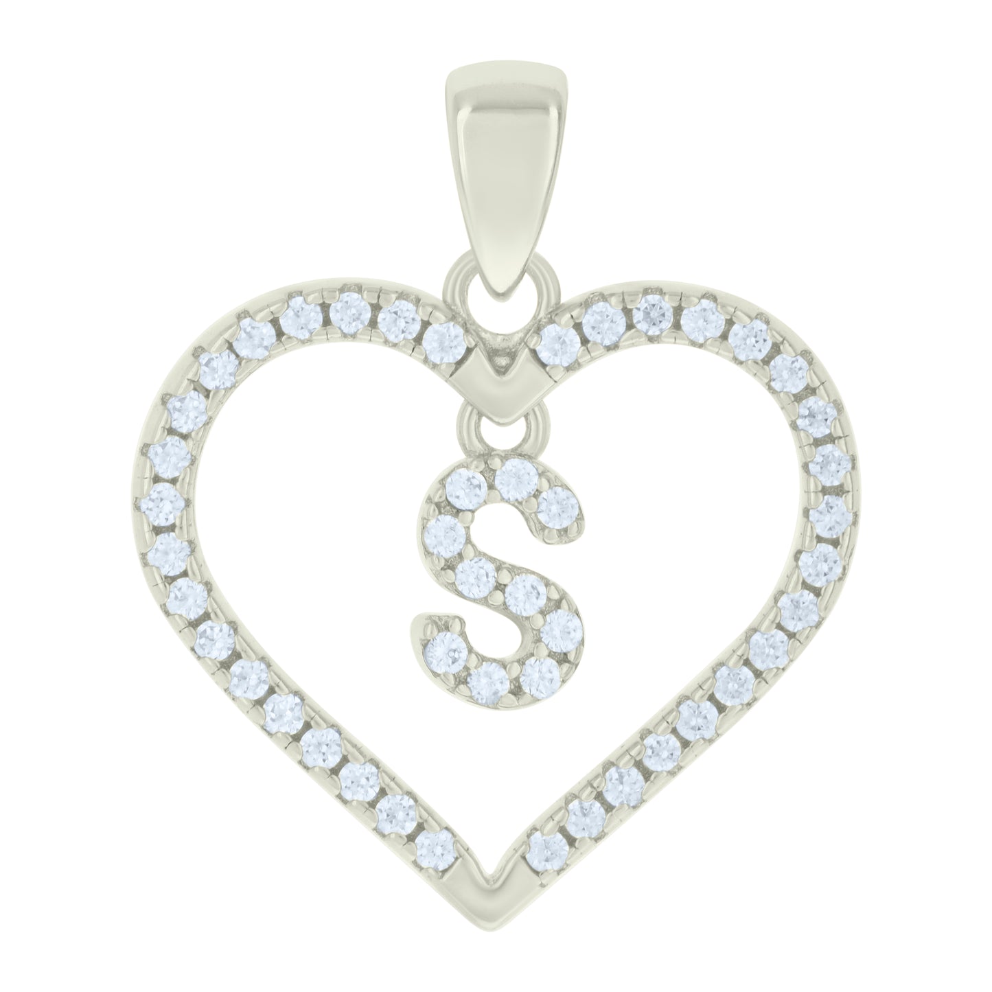 925 Sterling Silver Cz Pendant "S"
