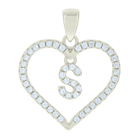 925 Sterling Silver Cz Pendant "S"
