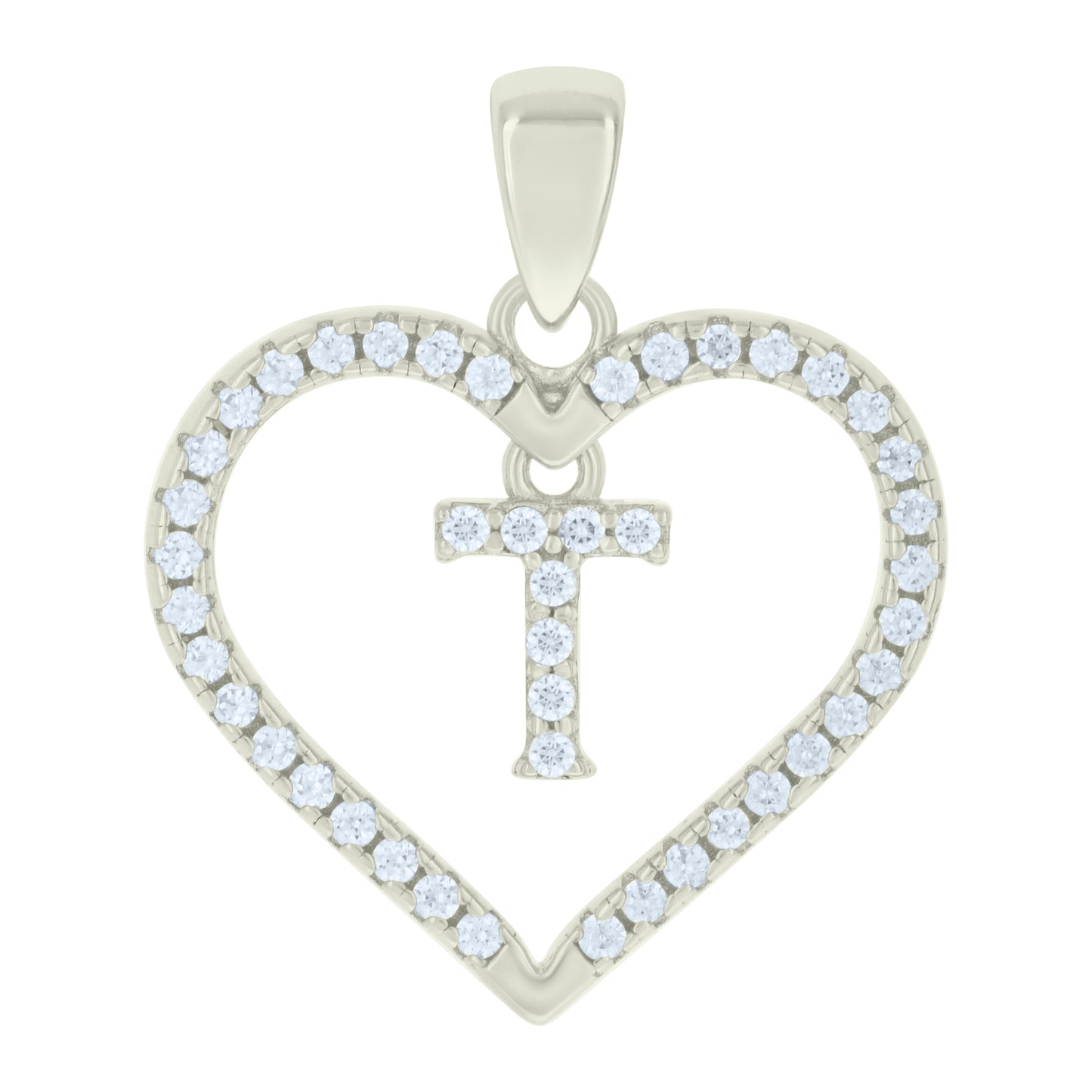 925 Sterling Silver Cz Pendant "T"