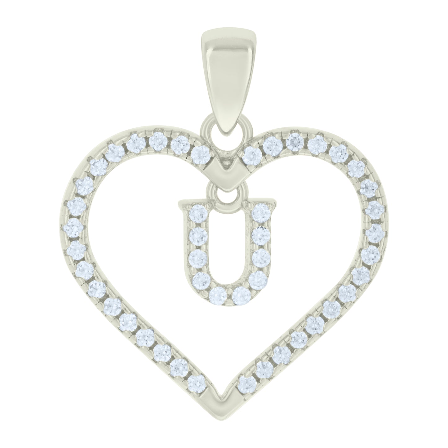 925 Sterling Silver Cz Pendant "U"