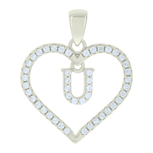 925 Sterling Silver Cz Pendant "U"