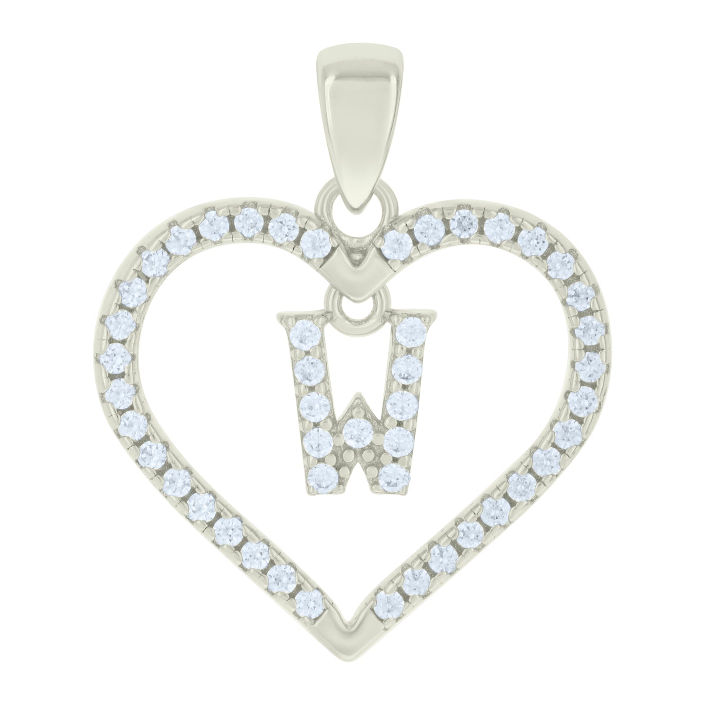 925 Sterling Silver Cz Pendant "W"