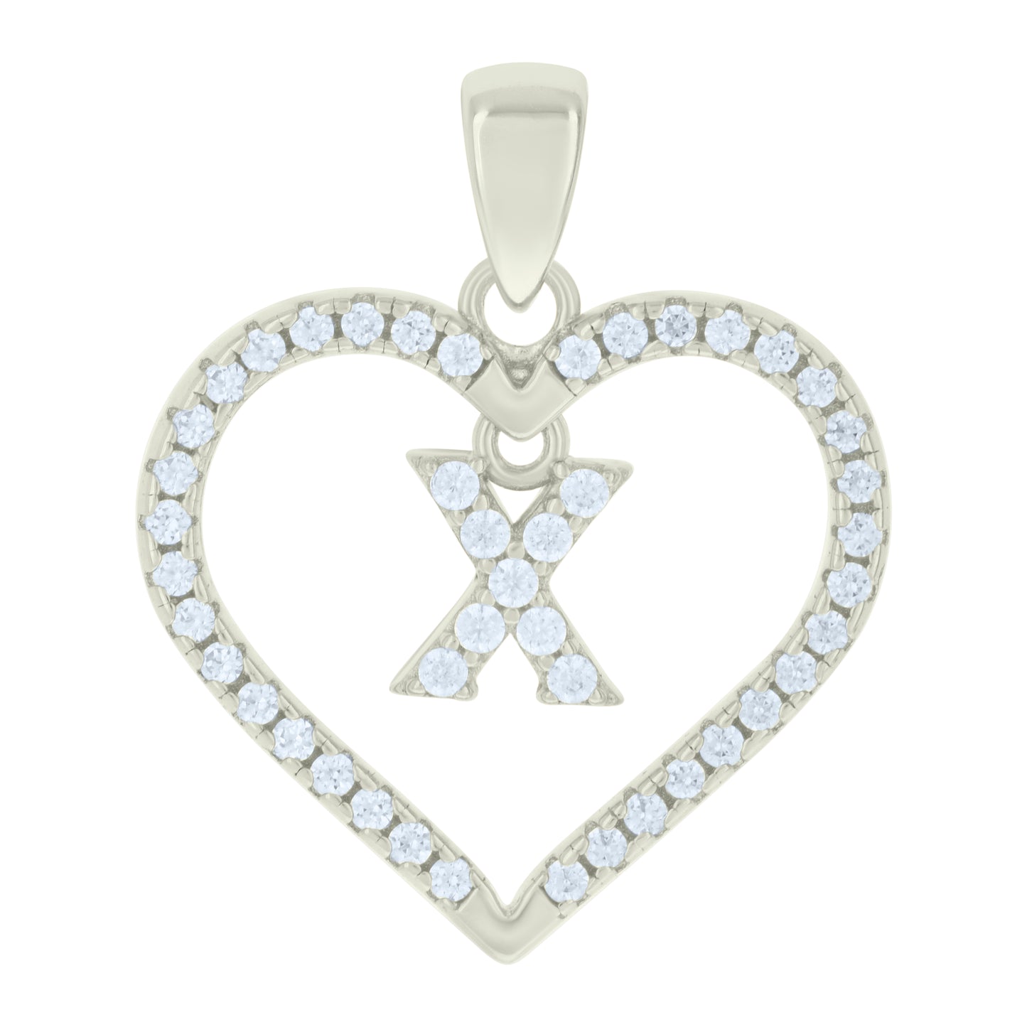 925 Sterling Silver Cz Pendant "X"