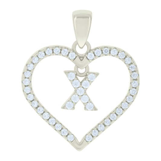 925 Sterling Silver Cz Pendant "X"