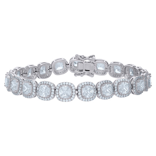 925 Sterling Silver Cz Bracelet 7"
