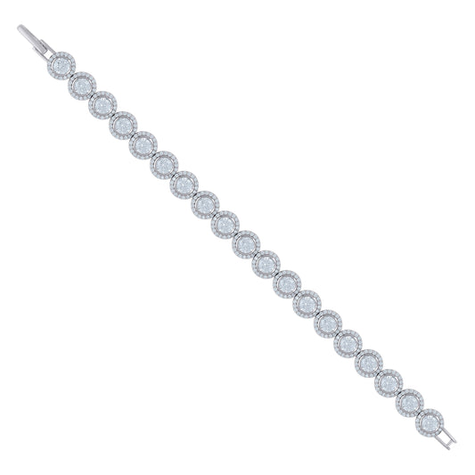 925 Sterling Silver Cz Bracelet 7"