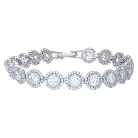 925 Sterling Silver Cz Bracelet 7"