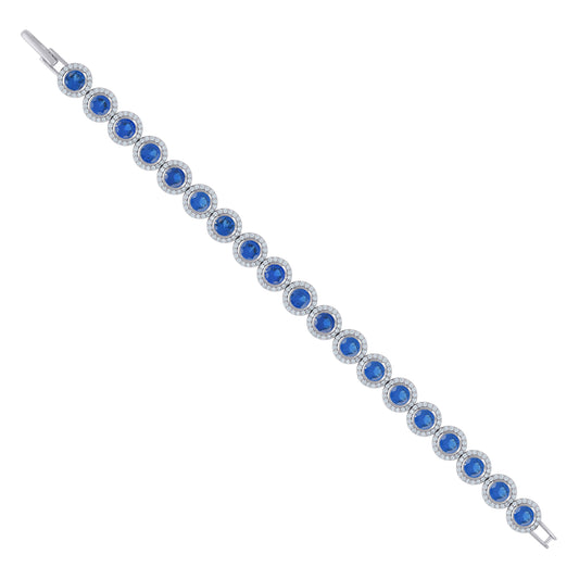 925 Sterling Silver Cz Bracelet 7"