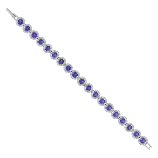 925 Sterling Silver Cz Bracelet 7"