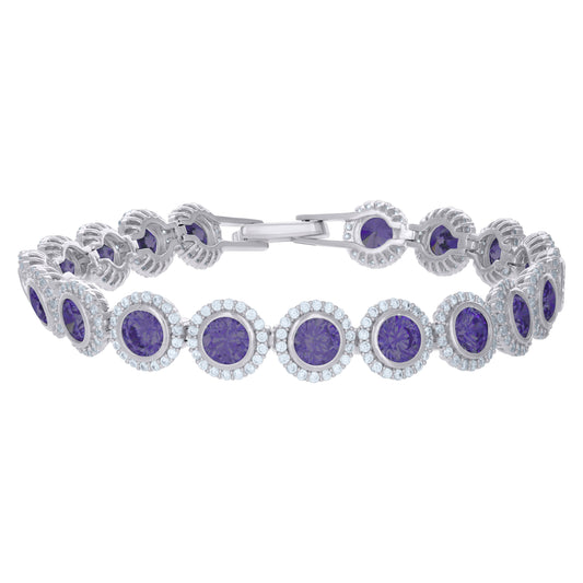 925 Sterling Silver Cz Bracelet 7"