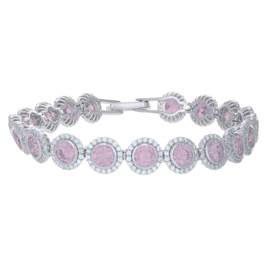 925 Sterling Silver Cz Bracelet 7"
