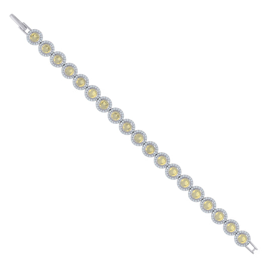 925 Sterling Silver Cz Bracelet 7"