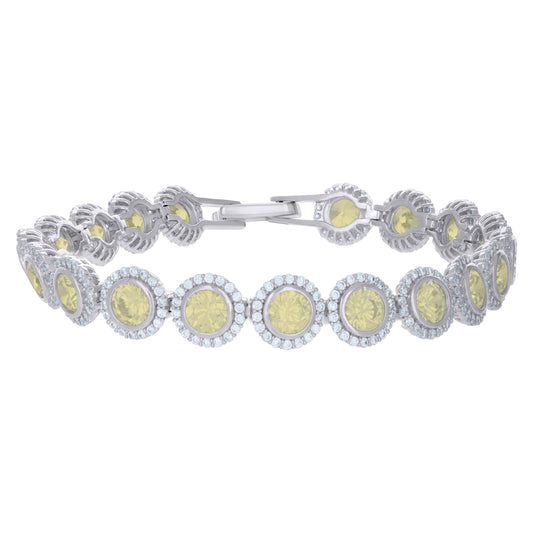 925 Sterling Silver Cz Bracelet 7"