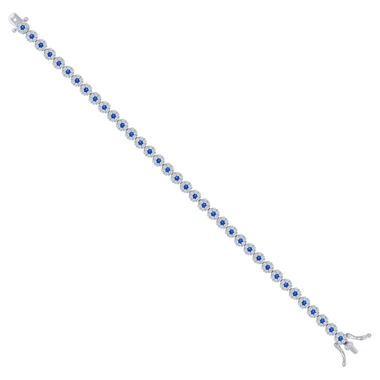 925 Sterling Silver Cz Bracelet 7"