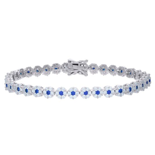 925 Sterling Silver Cz Bracelet 7"