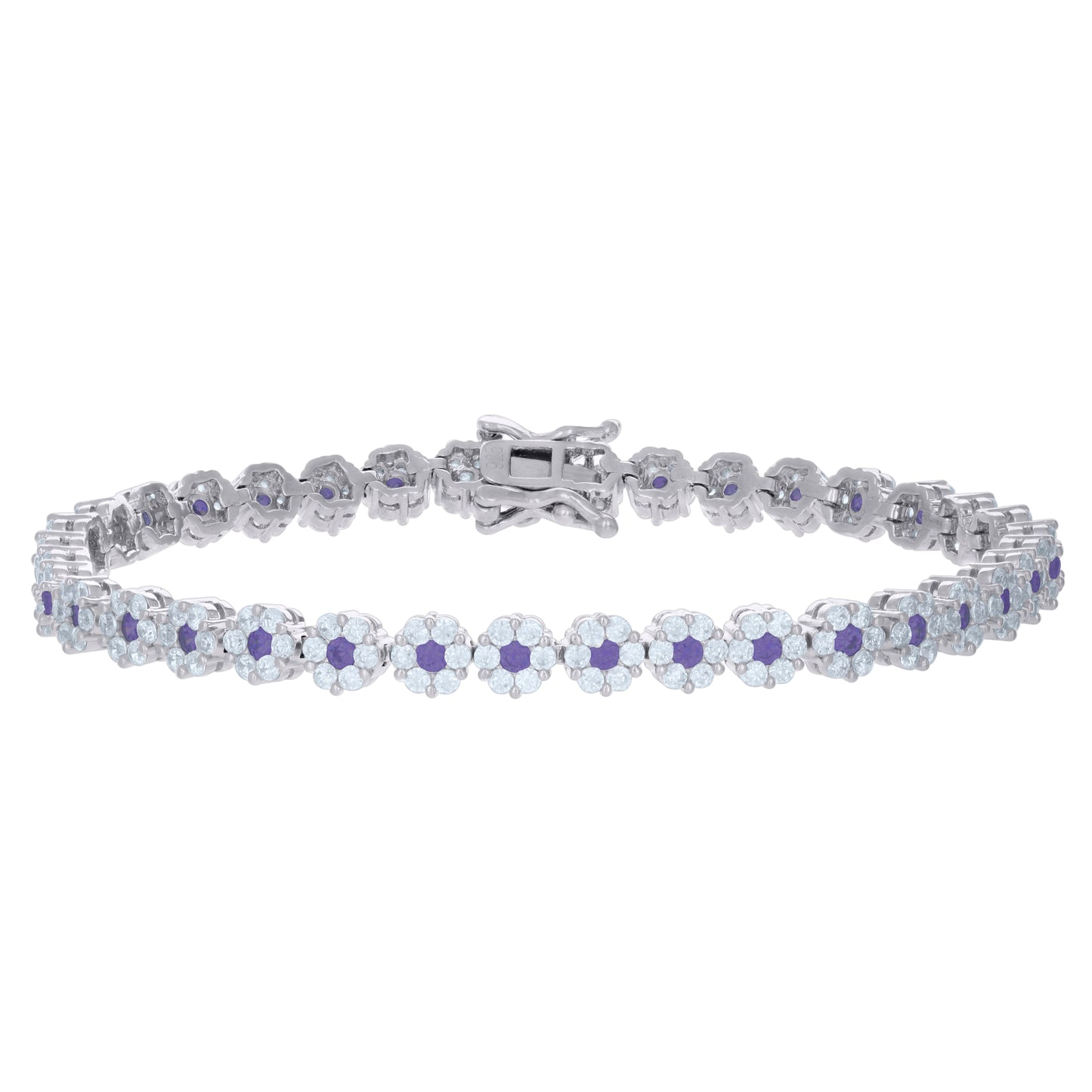 925 Sterling Silver Cz Bracelet 7"
