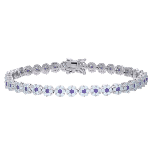 925 Sterling Silver Cz Bracelet 7"