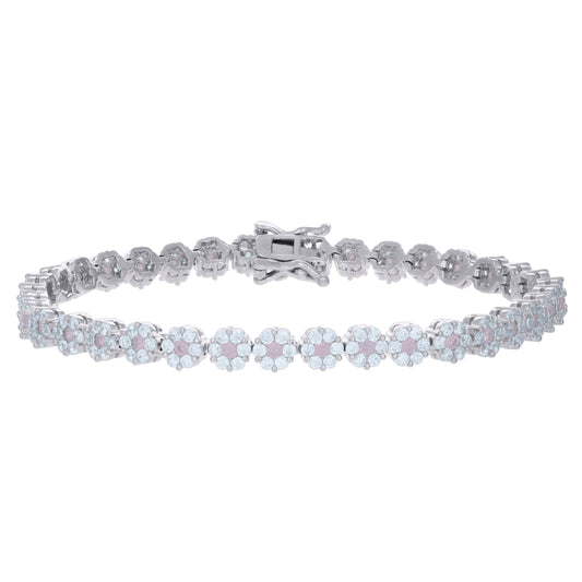 925 Sterling Silver Cz Bracelet 7"