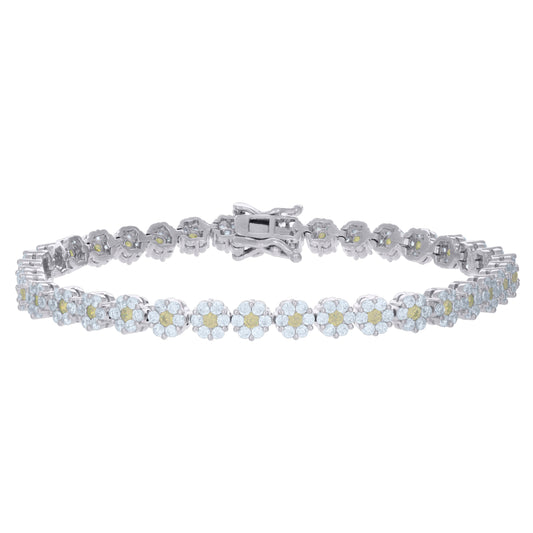 925 Sterling Silver Cz Bracelet 7"
