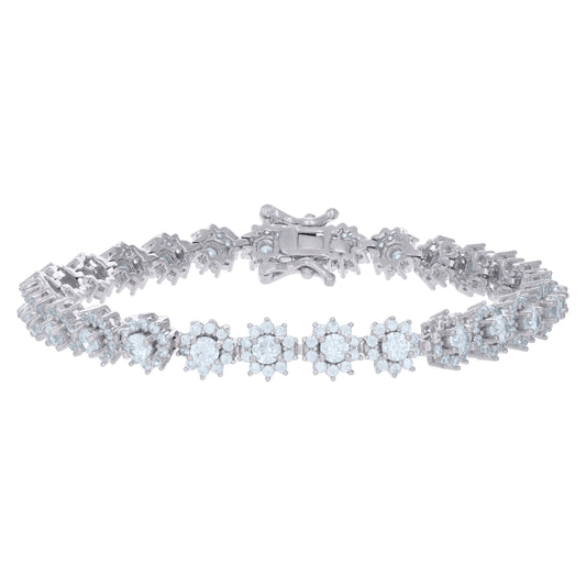 925 Sterling Silver Cz Bracelet 7"
