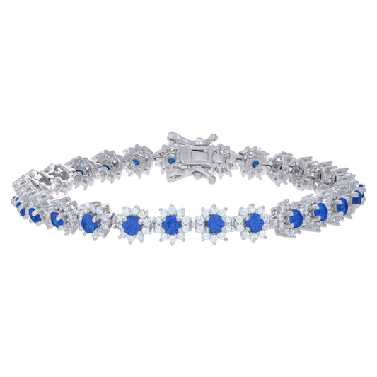 925 Sterling Silver Cz Bracelet 7"