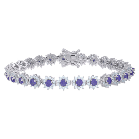925 Sterling Silver Cz Bracelet 7"