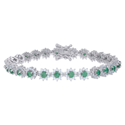 925 Sterling Silver Cz Bracelet 7"
