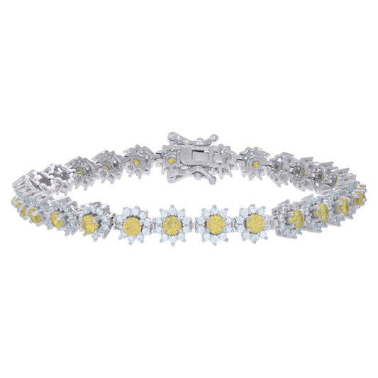 925 Sterling Silver Cz Bracelet 7"