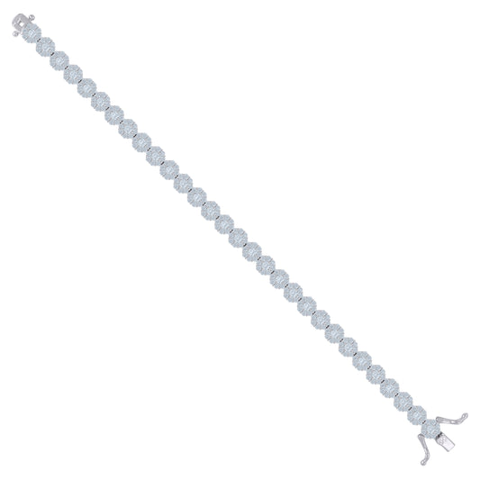 925 Sterling Silver Cz Bracelet 7"