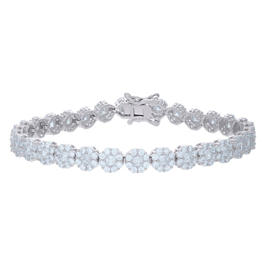 925 Sterling Silver Cz Bracelet 7"