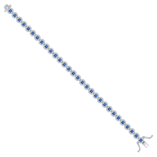 925 Sterling Silver Cz Bracelet 7"