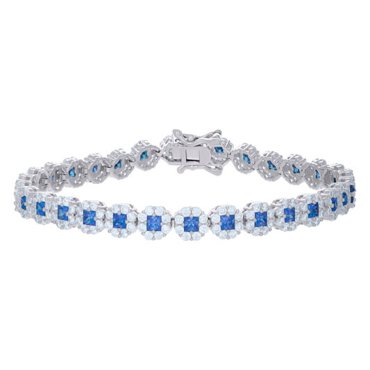 925 Sterling Silver Cz Bracelet 7"