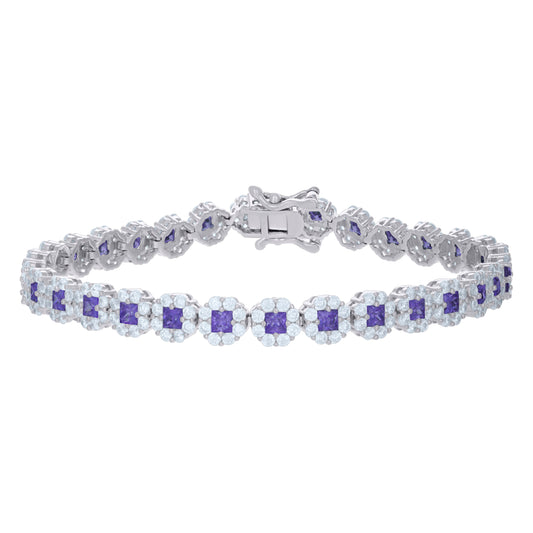 925 Sterling Silver Cz Bracelet 7"