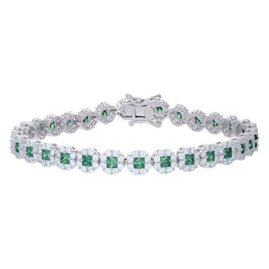 925 Sterling Silver Cz Bracelet 7"