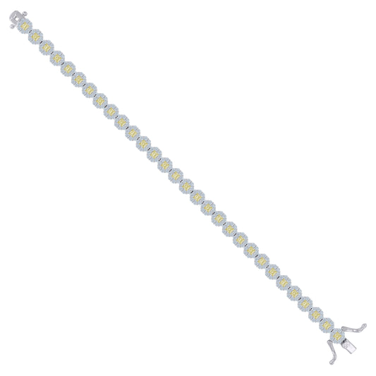 925 Sterling Silver Cz Bracelet 7"