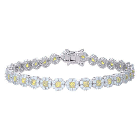 925 Sterling Silver Cz Bracelet 7"