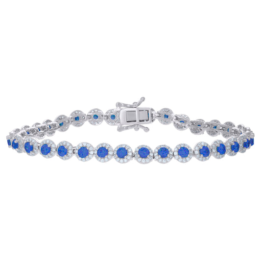 925 Sterling Silver Cz Bracelet 7"
