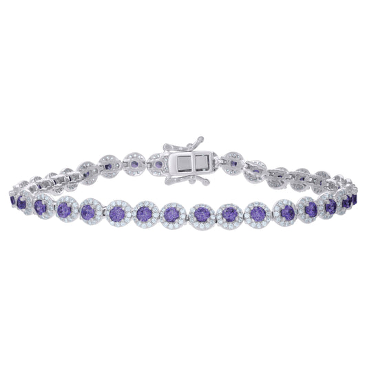 925 Sterling Silver Cz Bracelet 7"