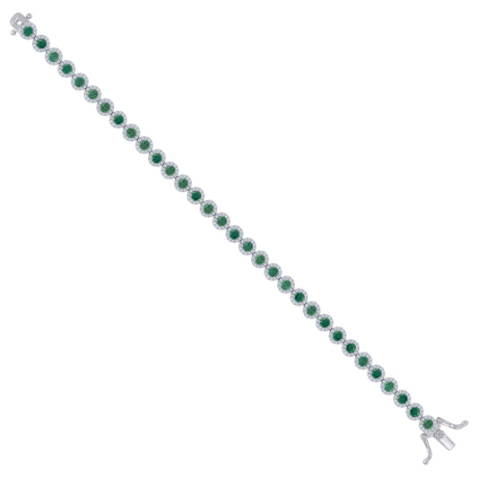 925 Sterling Silver Cz Bracelet 7"