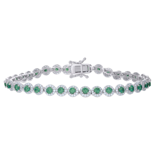 925 Sterling Silver Cz Bracelet 7"