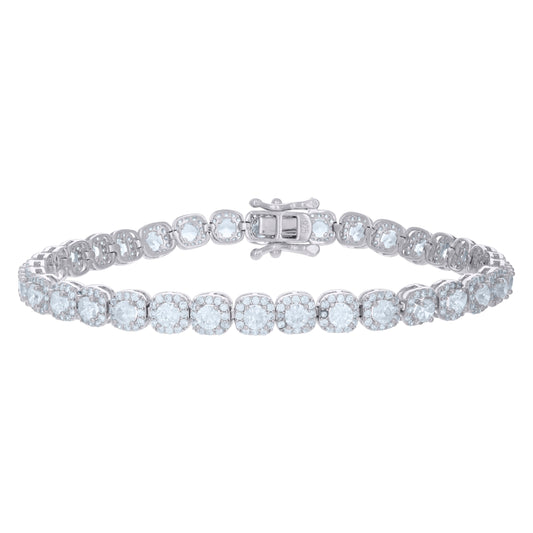 925 Sterling Silver Cz Bracelet 7"
