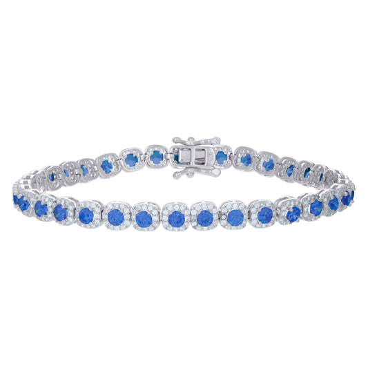 925 Sterling Silver Cz Bracelet 7"