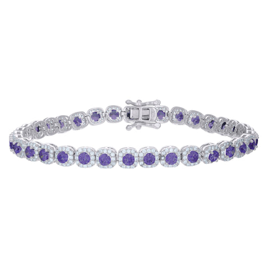 925 Sterling Silver Cz Bracelet 7"
